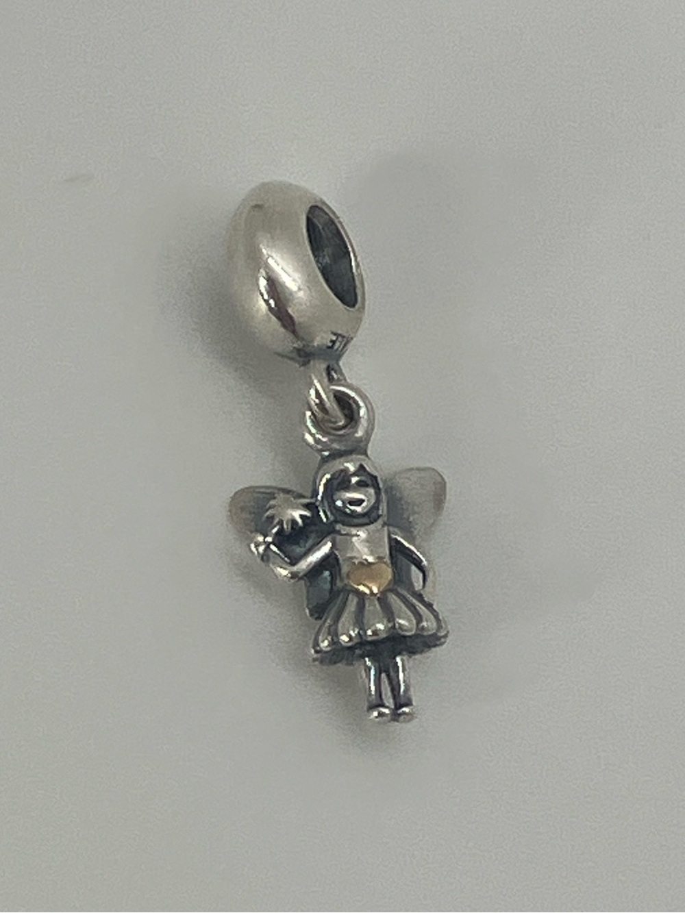 Pandora 925 ALE Fairy Tale Fairy Two Tone Yellow Gold Heart Bead | #791032